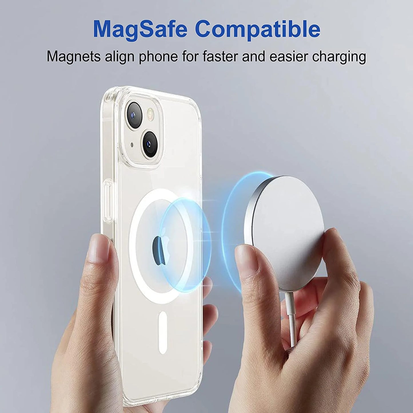 AMAZG Clear MagSafe Case for iPhone (3 ft Drop Protection | Camera & Lens Protection | Easy Press Buttons | Magsafe Charging Support) Show Your Apple Logo With Clear Case